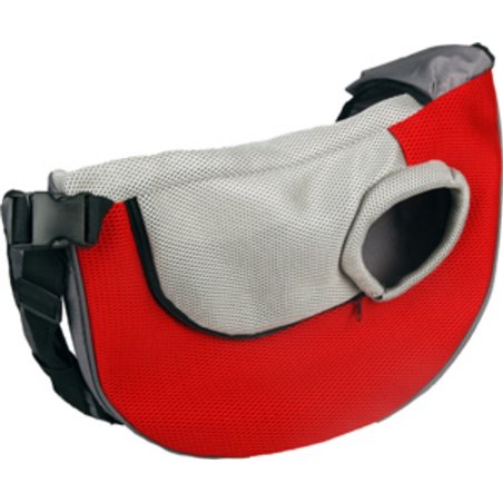 Kangoeroezak rood/grijs 50x14x30 