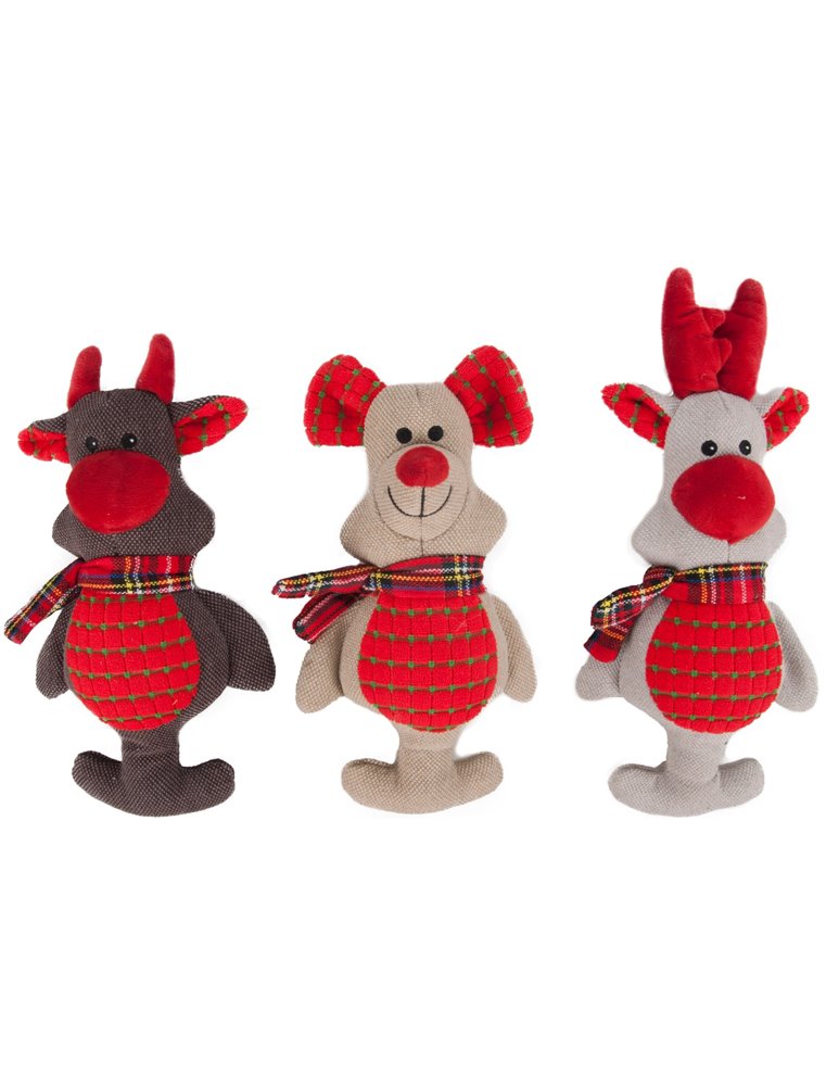 Kerst canvas rendier 28cm ass