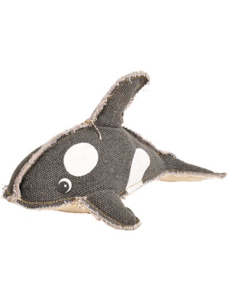 Canvas dolfijn met squeaker 25cm
