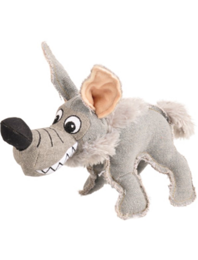 Canvas hyena met squeaker 28cm