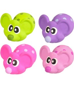 Latex muis 4 kleuren 9cm in display