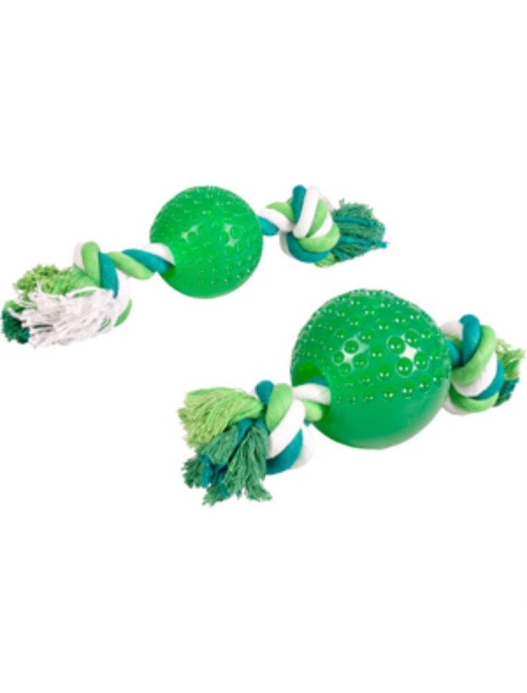 Speelgoed shots bal+touw groen 6cm