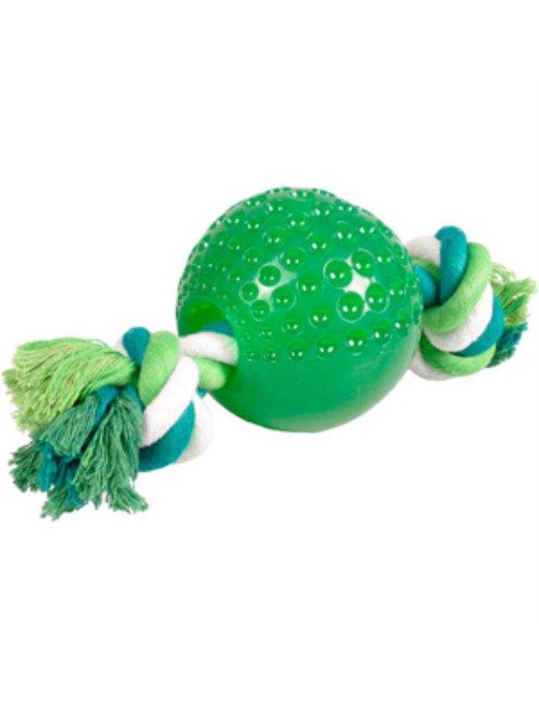 Speelgoed shots bal+touw groen 9cm