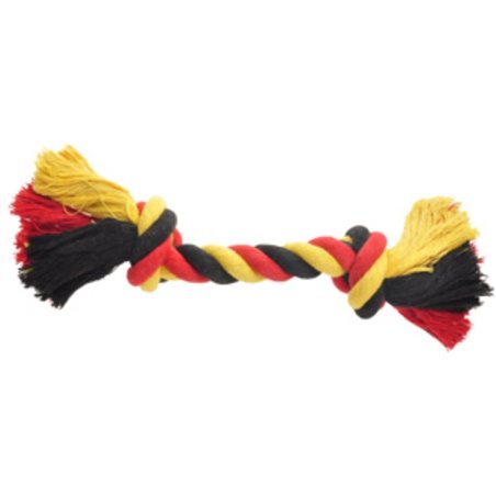 Hs katoen soccer knoopbeen 2 knopen zwart/geel/rood s 22cm