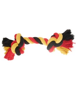 Hs katoen soccer knoopbeen 2 knopen zwart/geel/rood xl 40cm