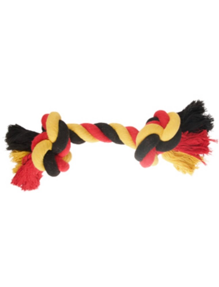 Hs katoen soccer knoopbeen 2 knopen zwart/geel/rood xl 40cm