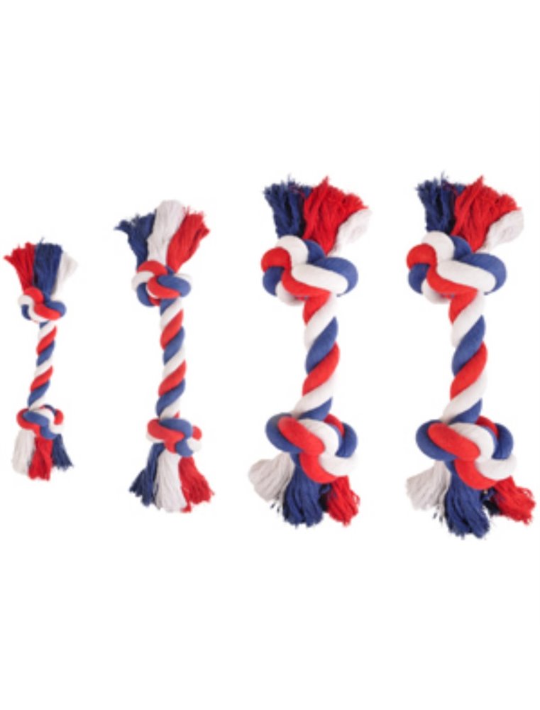 Hs katoen soccer knoopbeen 2 knopen rood/wit/blauw m 30cm