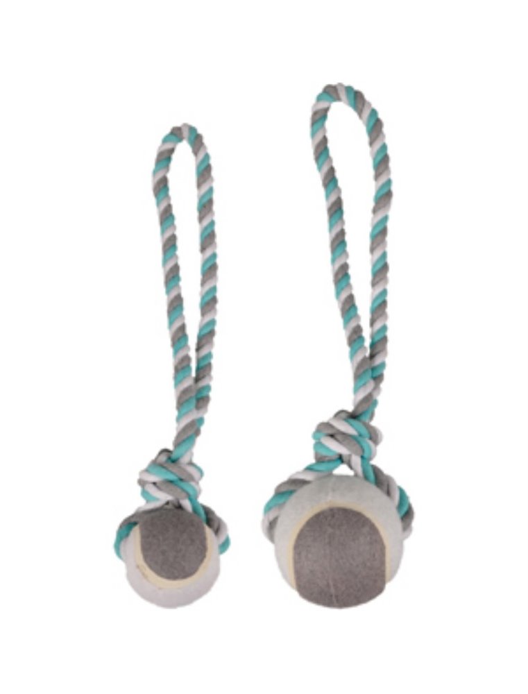 Hs katoen jim trektuig tennis munt/ wit/grijs l dia. 9,5cm/50cm