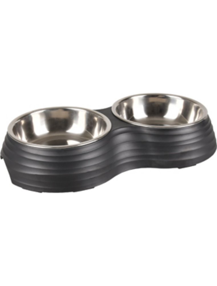 Dinner set aschau geribbeld mat zwart s 2x160ml