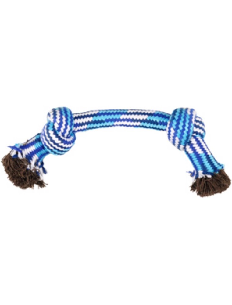 Hs katoen joe touw 2 knopen blauw/ wit m 35cm