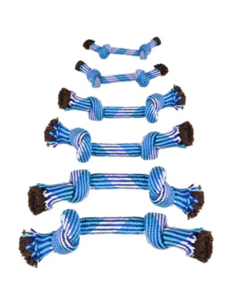 Hs katoen joe touw 2 knopen blauw/ wit m 35cm