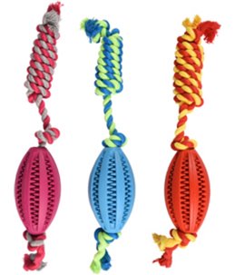 Rubber dental rugby bal koord 11cm