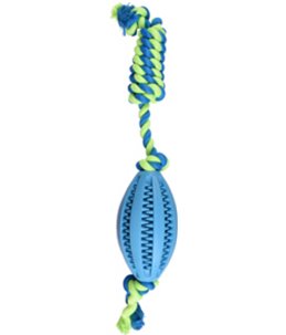 Rubber dental rugby bal koord 11cm