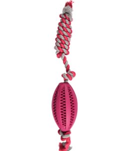 Rubber dental rugby bal koord 11cm