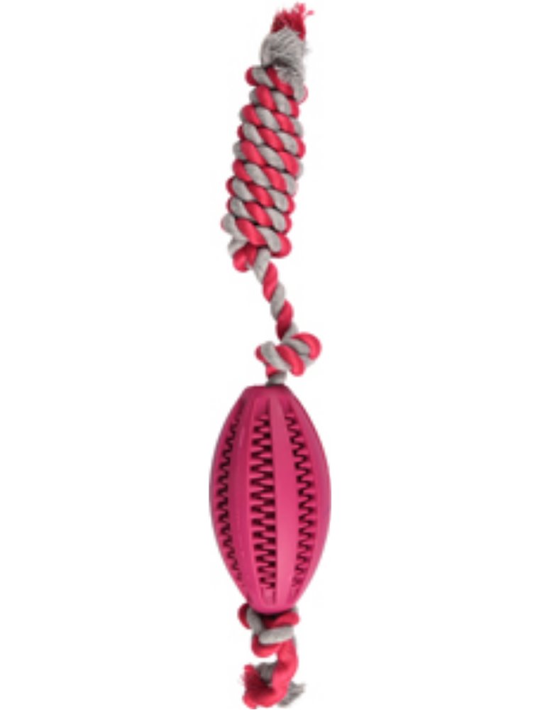 Rubber dental rugby bal koord 11cm