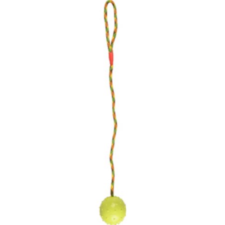 Hs rubber classic bal met bel+koord groen 7cm