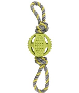 Hs rubber drury bal+touw groen 6cm 