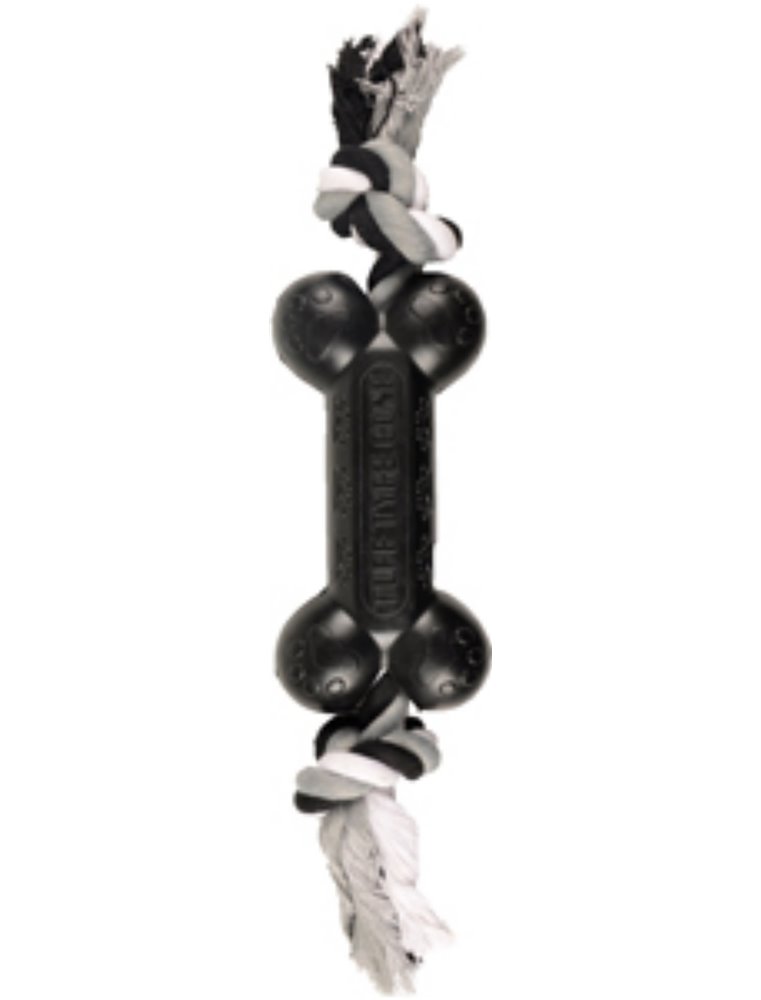 Hs rubber gladiator dumbel+touw zwart 18cm