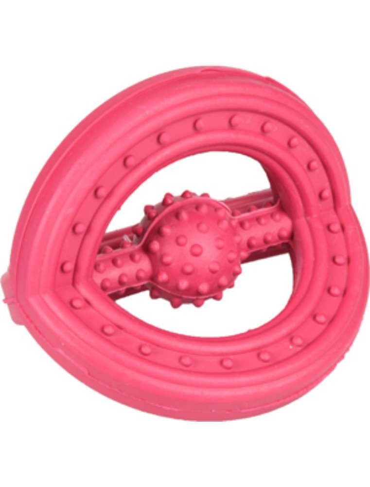 Hs rubber ruffus tri-ring fuchsia/ blauw/rood 9cm ass.