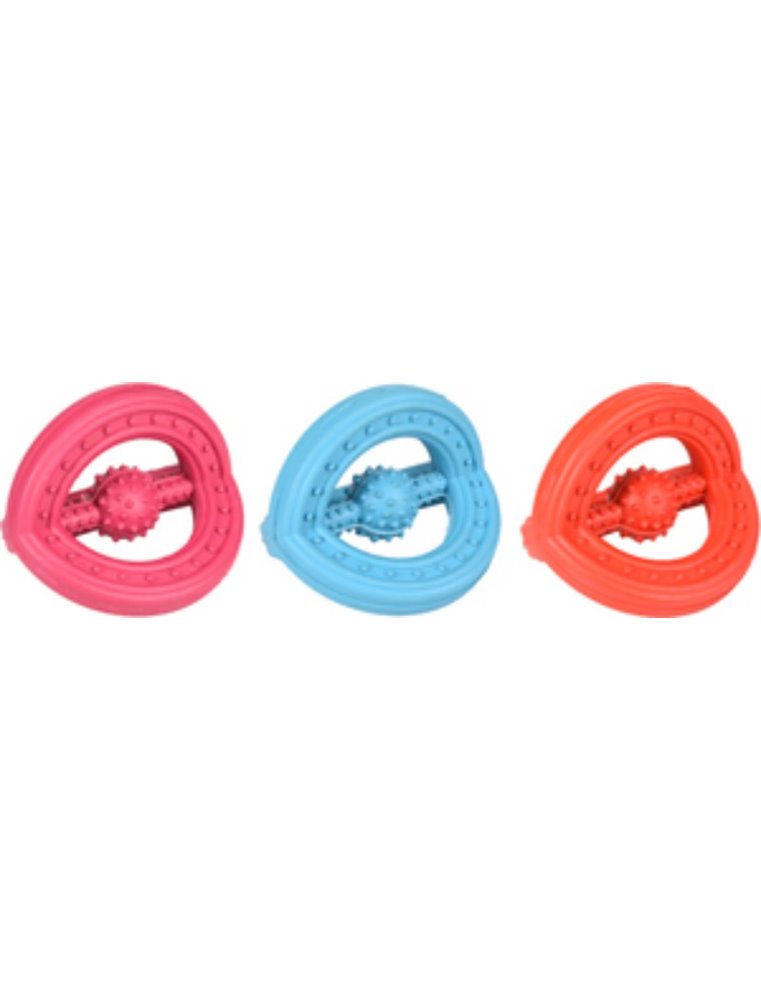 Hs rubber ruffus tri-ring fuchsia/ blauw/rood 9cm ass.