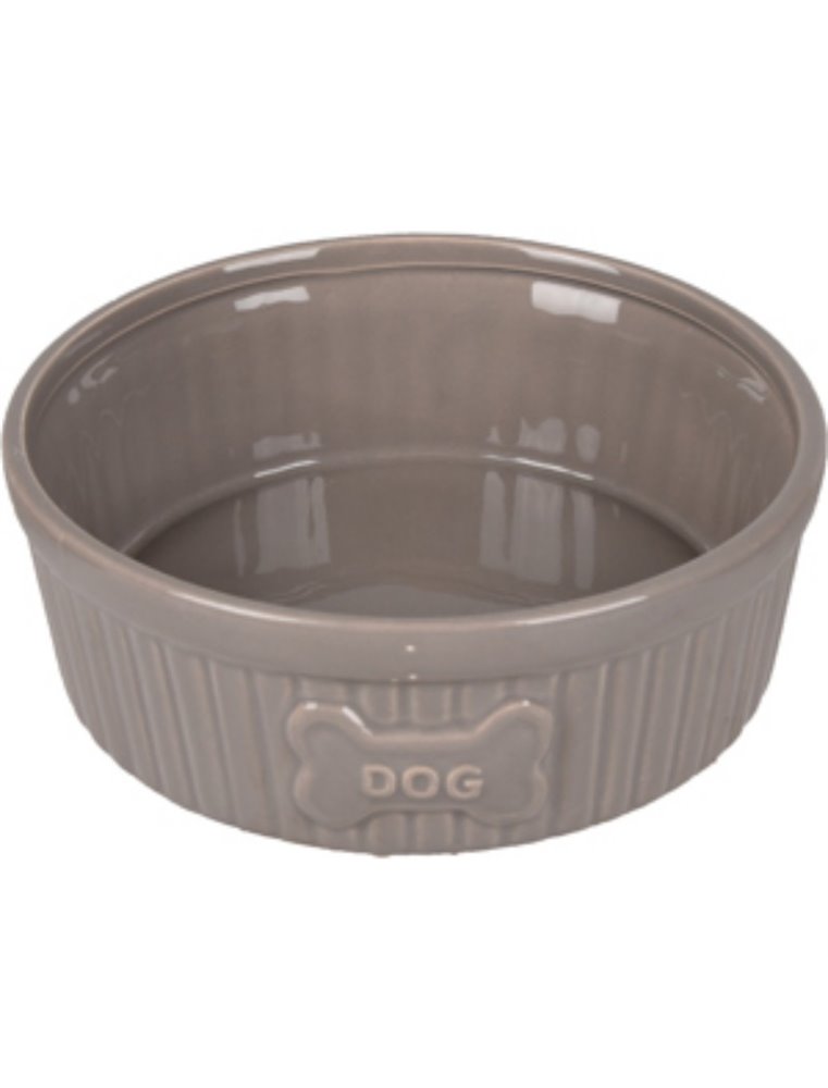 Eetpot hond mabel keramisch taupe 15cm 640ml