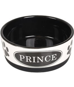 Eetpot hond kenzo keramisch antislip zwart/wit 14cm 440ml