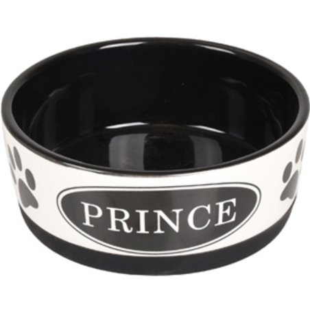 Eetpot hond kenzo keramisch antislip zwart/wit 14cm 440ml