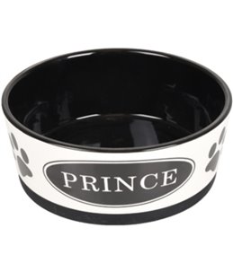 Eetpot hond kenzo keramisch antislip zwart/wit 18cm 1130ml