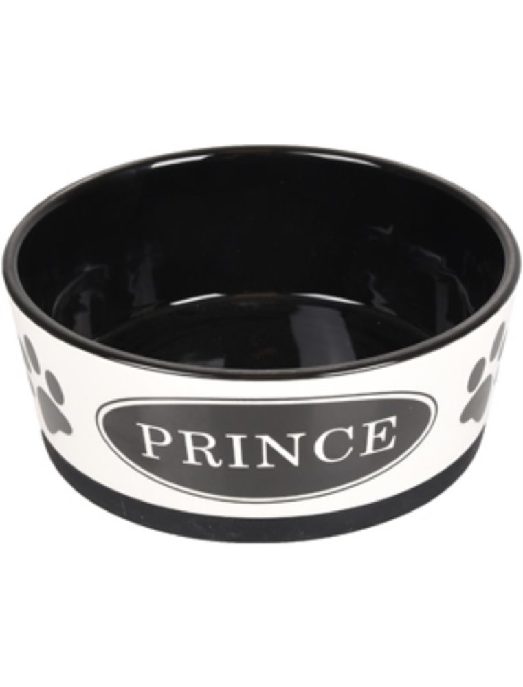 Eetpot hond kenzo keramisch antislip zwart/wit 18cm 1130ml
