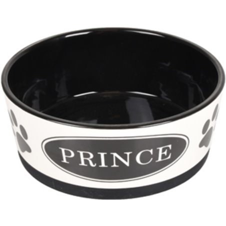 Eetpot hond kenzo keramisch antislip zwart/wit 18cm 1130ml