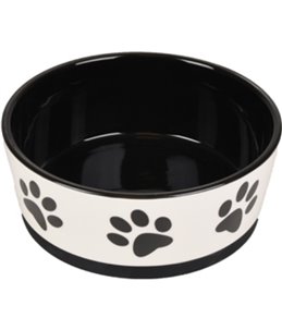 Eetpot hond kenzo keramisch antislip zwart/wit 18cm 1130ml