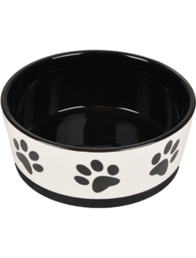 Eetpot hond kenzo keramisch antislip zwart/wit 18cm 1130ml