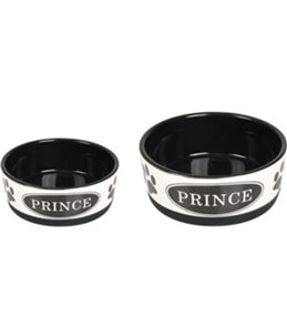 Eetpot hond kenzo keramisch antislip zwart/wit 18cm 1130ml