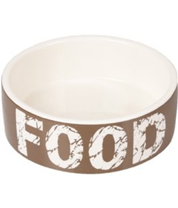 Eetpot hond kyra keramisch taupe/wit 12,5cm 280ml