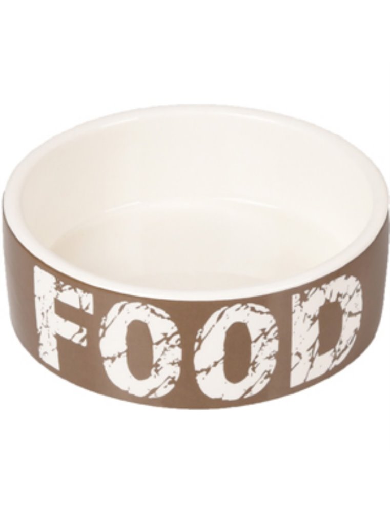 Eetpot hond kyra keramisch taupe/wit 12,5cm 280ml