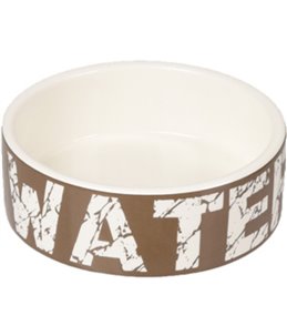 Eetpot hond kyra keramisch taupe/wit 12,5cm 280ml