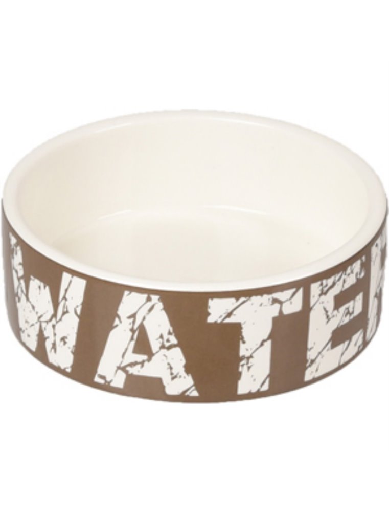 Eetpot hond kyra keramisch taupe/wit 12,5cm 280ml