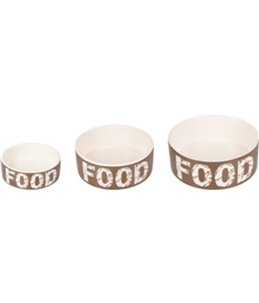 Eetpot hond kyra keramisch taupe/wit 12,5cm 280ml