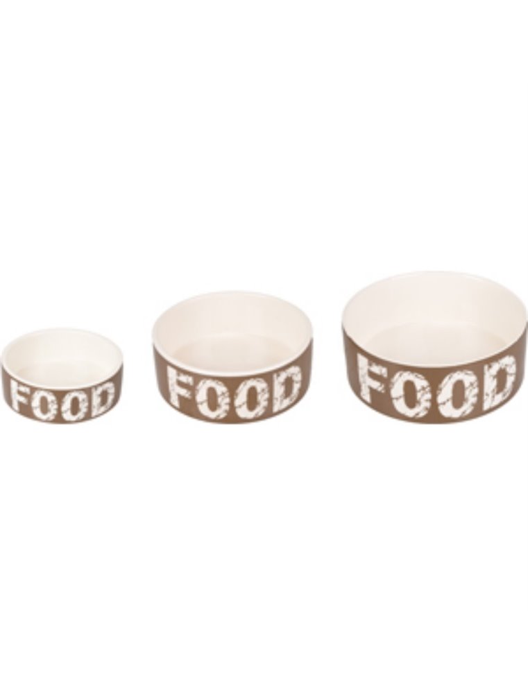 Eetpot hond kyra keramisch taupe/wit 12,5cm 280ml