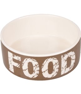 Eetpot hond kyra keramisch taupe/wit 16cm 770ml