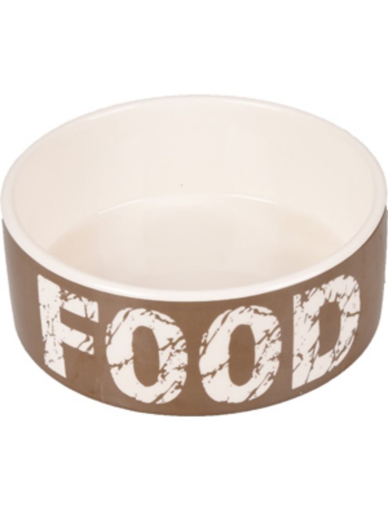 Eetpot hond kyra keramisch taupe/wit 16cm 770ml