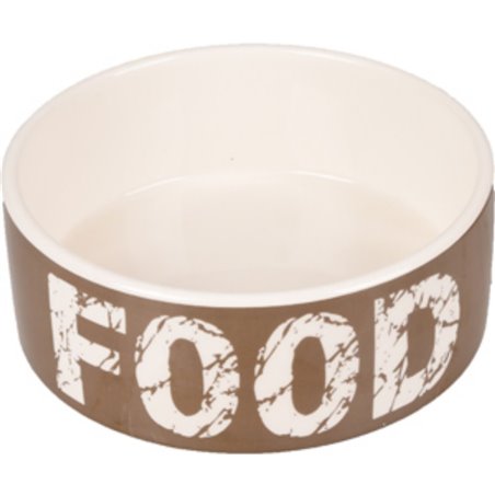 Eetpot hond kyra keramisch taupe/wit 16cm 770ml