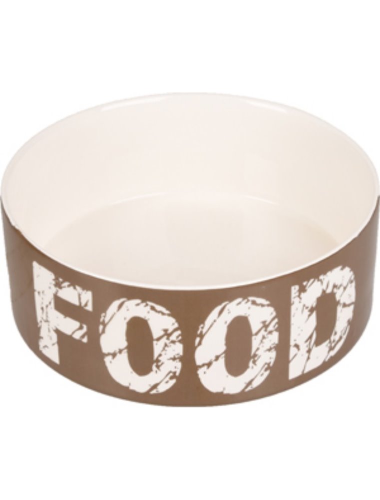 Eetpot hond kyra keramisch taupe/wit 20,5cm 1500ml