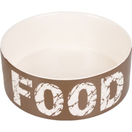 Eetpot hond kyra keramisch taupe/wit 20,5cm 1500ml