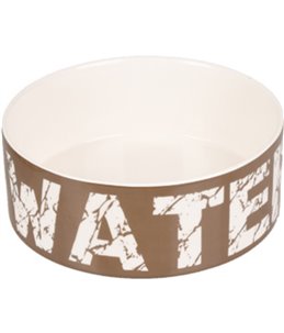 Eetpot hond kyra keramisch taupe/wit 20,5cm 1500ml