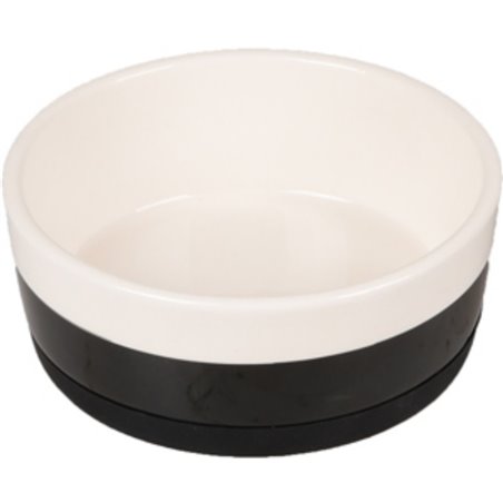 Eetpot hond duke keramisch antislip zwart/wit 14cm 420ml