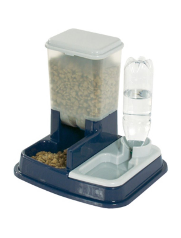 Duo max voer+waterbak blauw