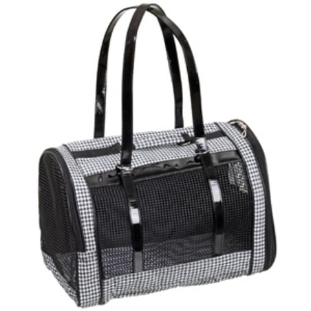 Draagtas en rugzak pepita 2in1  zw/ wit 42x24x30cm