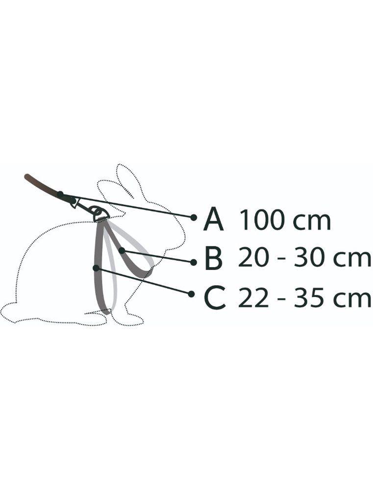 Konijn y-tuig + loopl ass.20/30cm