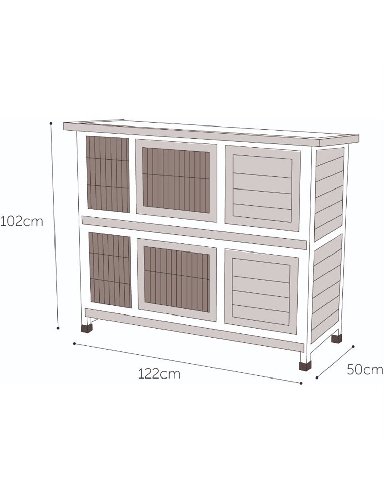 Konijnenhok combi 2 urban 122x50x102 cm